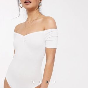 Miss Selfridge bardot ruched front bodysuit